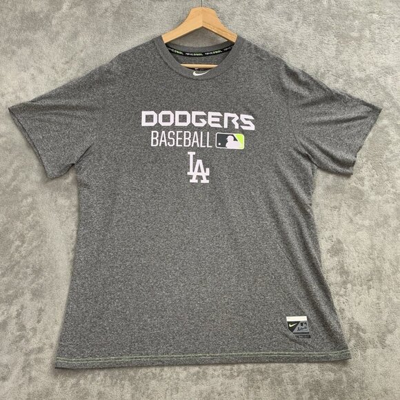 Nike Shirt Mens Large Gray Los Angeles Dodgers MLB Baseball Tee Center Swoosh - Picture 1 of 10